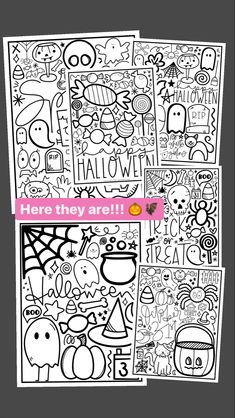 halloween coloring pages with the words here they are