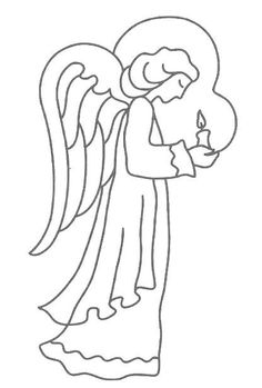 the outline of an angel holding a candle