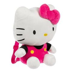 a hello kitty stuffed animal with a pink bow on it's head