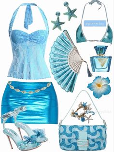 Tropical Mermaid Aesthetic, Barbados Outfits, Ocean Themed Outfits, Aquatic Outfit, Barbados Aesthetic, Moana Jr, Holiday Fits, Outfits 2000s, Ocean Girl