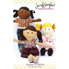 Make A Friend Doll Pattern Felt Free Pattern, Diy Doll Pattern, Rag Doll Hair, Sewing Gifts For Kids, Cloth Animals, Sundress Sewing Patterns, Doll Softie, Holiday Hand Towels, Sundress Pattern