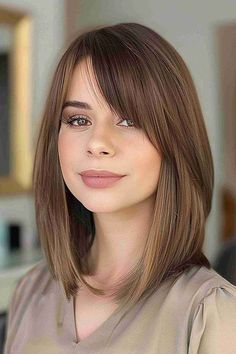 Short Hairstyle Women With Long Bangs, Angled Bob With Side Swept Bangs, Side Part Long Bangs Medium Hair, Long Bob Hairstyles With Bangs Over 40, Long Bob Haircuts With Fringe, Deep Side Bangs, Long Bob Haircut With Bangs Round Face, Long Bob With Long Bangs, Short Hair With Layers For Round Face