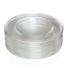 clear plastic plates stacked on top of each other