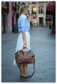 Art Symphony: The blues of spring Rok Midi, White Tulle Skirt, Travel Outfit Summer, Looks Style, Travel Outfit, Modest Fashion, Style Me, Tulle Skirt, What To Wear