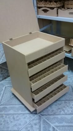 several drawers are stacked on top of each other