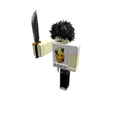 a lego figure holding a knife and wearing a shirt with an emo face on it