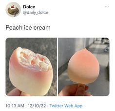 an image of some food that is in the middle of two different pictures, one with ice cream on it