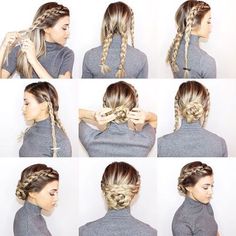 Hairstyles Photos, Fun Hairstyles, Hair Twist, Braided Bun Hairstyles, Easy Updos, Easy Hairstyle, Peinados Fáciles Para Cabello Corto, Work Hairstyles, Penteado Cabelo Curto