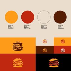 the different logos for burgers are shown in various colors and sizes, including red, yellow