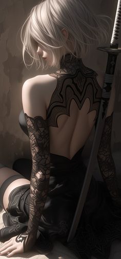 Nier Automata Aesthetic, A2 Fanart, Nier Automata A2, 2b Nier Autómata, Harley Quinn Art, Female Anatomy, Warrior Girl, Digital Art Anime