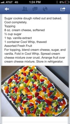 the recipe is displayed on the phone screen, and it appears to be made with fresh fruit