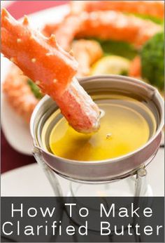 how to make clarified butter sauce with shrimp and broccoli in the background