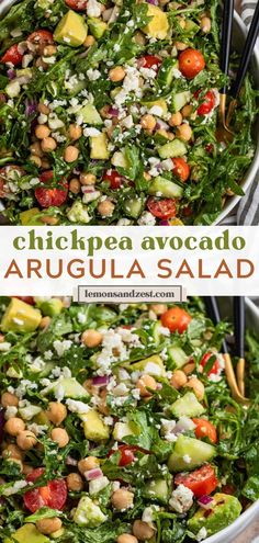 this salad is loaded with chickpea, avocado, and cucumber