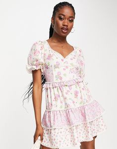 Miss Selfridge frill detail mini tea dress in mix floral print-Multi Sales Promotion, Doll Party, Helping Hand, Secret Sale, Print Trends, Summer Ready, Tea Dress, Brands Outlet