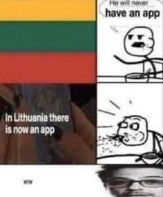 someone is holding up their cell phone with the caption that says, i have an app in lithuania there is now an app