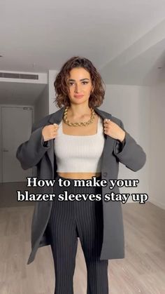 Blazer outfit   • How to style a blazer  • How to make blazer sleeves stay up  • Styling a long sleeve blazer  • Blazer outfit   • Blazer outfits   • Outfit inspo  • Minimal outfit   • Neutral outfit Parisian Style Blazer, Rolled Up Blazer Sleeves, Rolled Blazer Sleeves, Blazer Rolled Up Sleeves, Styling Long Blazer, Big Blazer Outfits For Women, Blazer Sleeve Hack, How To Style A Blazer, Tie Women Outfit