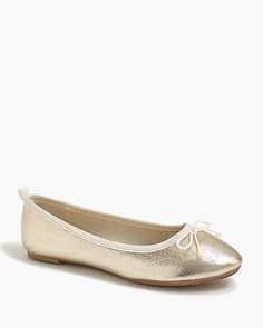 Factory: Girls' Metallic Gold Ballet Flats For Girls Gold Slip-on Ballet Flats For Party, Elegant Gold Ballet Flats For Spring, Chic Gold Slip-on Ballet Flats, Gold Low Heel Flats For Spring, Chic Gold Ballet Flats For Spring, Chic Gold Ballet Flats With Flat Heel, Gold Ballet Flats For Spring, Gold Summer Ballet Flats, Gold Ballet Flats With Round Toe For Summer