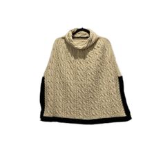 Nwt Serra Women's Cable Knit Poncho One Size Cream & Black Cozy Soft Preppy Cape New With Tags, Perfect No Flaws One Size Fits Most (See Pics For Measurements) Soft, Cozy, Stretchy 100% Poly Nice Big Folded Over Or Scrunch Down Cowl/Turtle Neck Cream Color Cable Knit With Black Accents And Side Slits Beige Wool Poncho One Size, One Size Beige Wool Poncho, Cream Casual Poncho, One Size Fits All, Casual Beige Knitted Poncho, Cream Casual Poncho One Size, Cozy Beige Wool Poncho, Cream Knitted Poncho For Fall, Cream Cozy Poncho, Cozy Cream Poncho