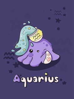 Kawaii, horoscope, illustration, Zodiac,sign, Aquarius, ♒️, samiart23, digital, cute, octopus, violet, stars, season, Zodiac Signs Aquarius Art, Aquarius Anime Art, Zodiac Aquarius Art, Aquarius Character, Kawaii Zodiac Signs, Anime Zodiac Aquarius, Aquarius Images, Aquarius Zodiac Sign, Anime Pixel