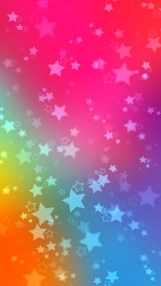 an abstract background with many stars on the top and bottom, as well as rainbow colors