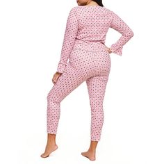 Stay warm this winter with this cozy, knit PJ set. The set includes a long sleeve top with lettuce edge hems and leggings with an elastic waistband, faux placket, and snaps. Heart Print Long Sleeve Sleepwear For Sleepover, Valentine's Day Sleepwear With Heart Print For Sleepover, Valentine's Day Heart Print Sleepwear For Sleepover, Cotton Heart Print Sleepwear For Bedtime, Pink Long Sleeve Sleepwear With Heart Print, Feelin Groovy, Lounge Pajamas, Bamboo Pajamas, Pajama Pant