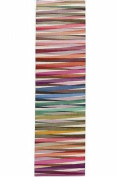 a multicolored striped rug is shown on a white background with no one in it