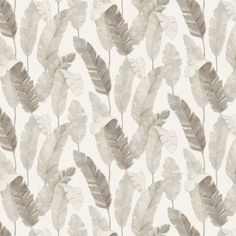 a wallpaper with leaves on it in grey and white color scheme for the walls