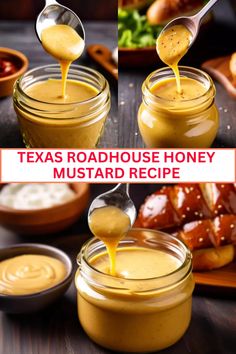 two images showing how to make homemade roadhouse honey mustard recipe