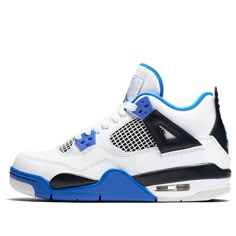 Kids Air Jordan 4 Retro BG White - Motorsports Basketball Shoes/Sneakers Sneakerhead Fashion, Jordan 4s, Jordan Shoes Retro, Pretty Shoes Sneakers, All Nike Shoes, Cute Nike Shoes, Jordan 4 Retro, Air Jordan 4, Air Jordan 4 Retro