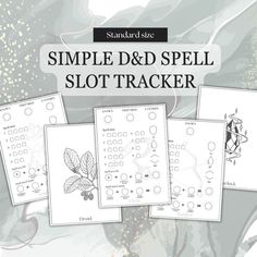 the simple d & d spell slot tracker is shown in black and white with gold splat