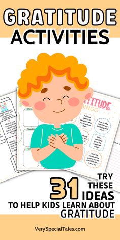 an orange haired boy with his arms crossed and the words 31 ideas to help kids learn about