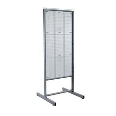 a metal rack with two pegs on the top and one in the bottom corner