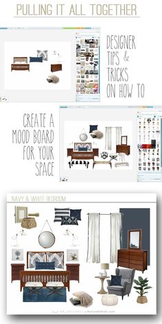 the interior design board is full of furniture and decor