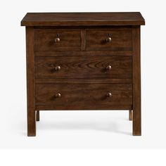 a wooden dresser with two drawers