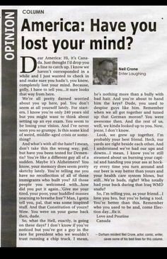 an article in the news about america have you lost your mind?