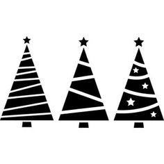 three black and white christmas trees with stars