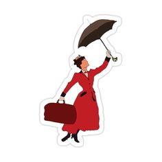 a woman in a red coat and hat holding an umbrella over her head while standing on a white background