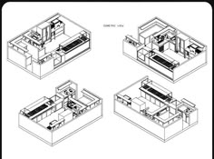 four different views of an apartment building