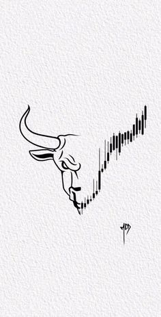 the bull and bear symbols are drawn in black ink