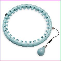 a light blue bracelet with an ear plug attached to it