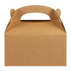 an open cardboard box with handle on a white background