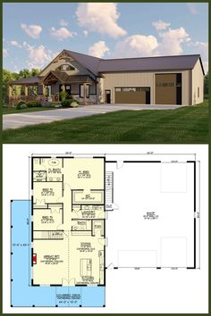 two story house plans with garage and living room in the front, an open floor plan for