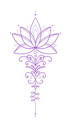 a drawing of a purple flower on a white background