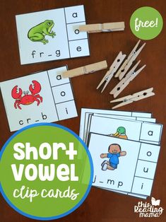 short voiel clip cards with the words short voiel in front of them