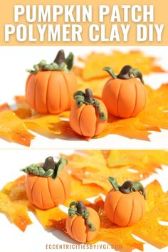 pumpkin patch polymer clay diy is shown in three different pictures with text overlay