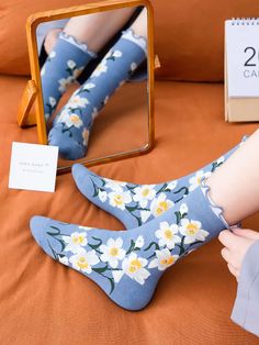 Dexcription Add a playful touch to your outfit with our Women Flower Artsy Lacework Socks. These quirky socks feature fun floral designs and delicate lacework, adding a unique flair to any ensemble. Made for comfort and style, these socks are the perfect addition to your sock collection. Item Code: 7358498406462Material: CottonPattern: FloralSeason: Spring, Autumn Spring Cotton Socks Gift, Cotton Socks For Spring Gift, Spring Gift Cotton Socks, Trendy Spring Gift Socks, Trendy Spring Socks For Gift, Trendy Socks For Spring Gift, Casual Floral Print Socks For Spring, Cute Blue Spring Socks, Trendy Blue Socks For Spring