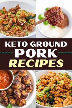 keto ground pork recipe collage with text overlay