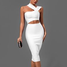 Sleeveless Cut Out Over Knee Bandage Dress Knee Bandage, Long Sleeve Bandage Dress, White Bandage Dress, Graduation Dresses, Fishtail Dress, Dress Inspo, Feather Dress, Red Prom Dress, White Outfits