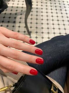 Red Gel Polish Short Nails, Parisian Red Nails, Scarlett Red Nails, Bright Red Short Nails, Bright Red Nails Short, Very Short Red Nails, Red Nails Pale Skin, Red Nails Bright, Shellac Red Nails