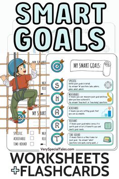 a poster with the words smart goals written on it and an image of a man climbing up